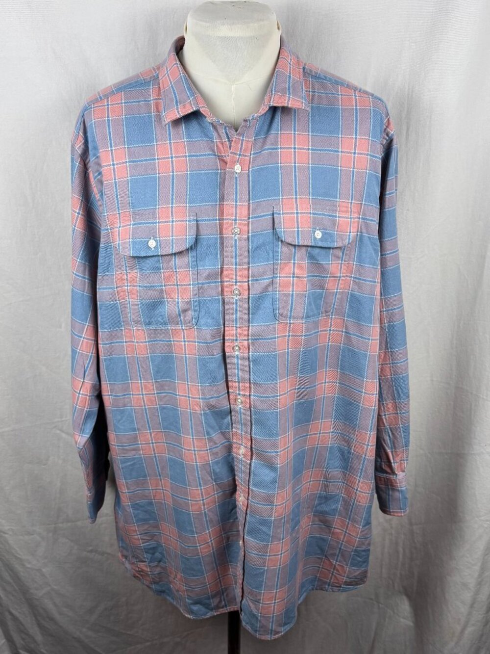 Proper Cloth Faded Blue Rose California Plaid Cotton Shirt 19.5